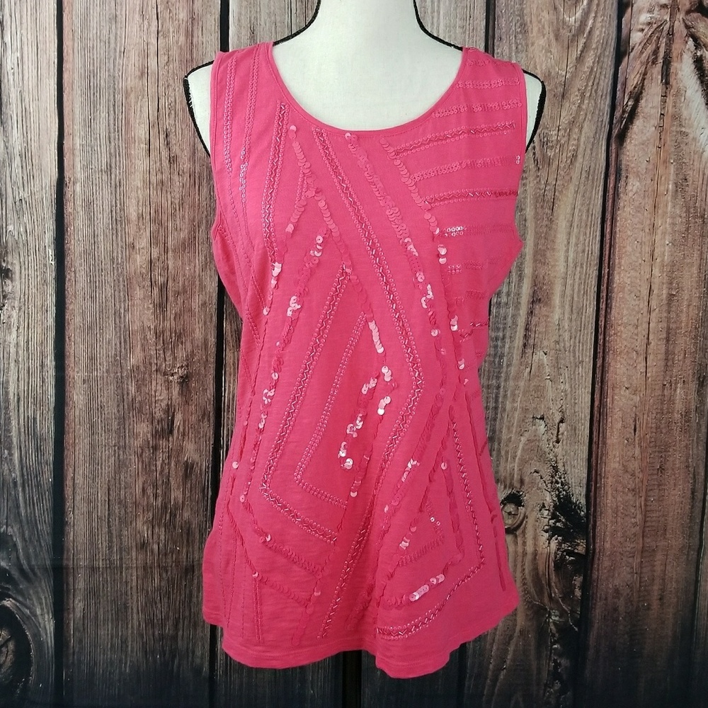 Pink sequins Coldwater Creek tank small